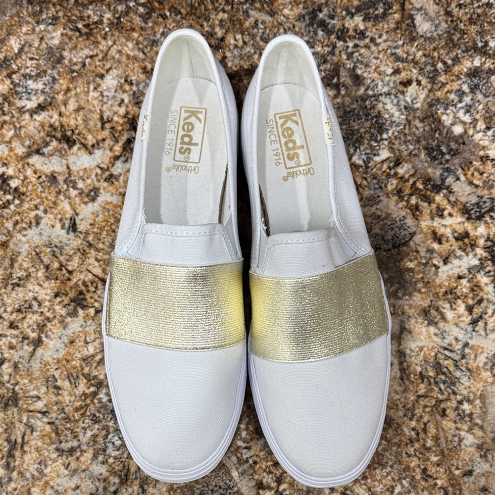 Keds Gold and White Women's Sneakers